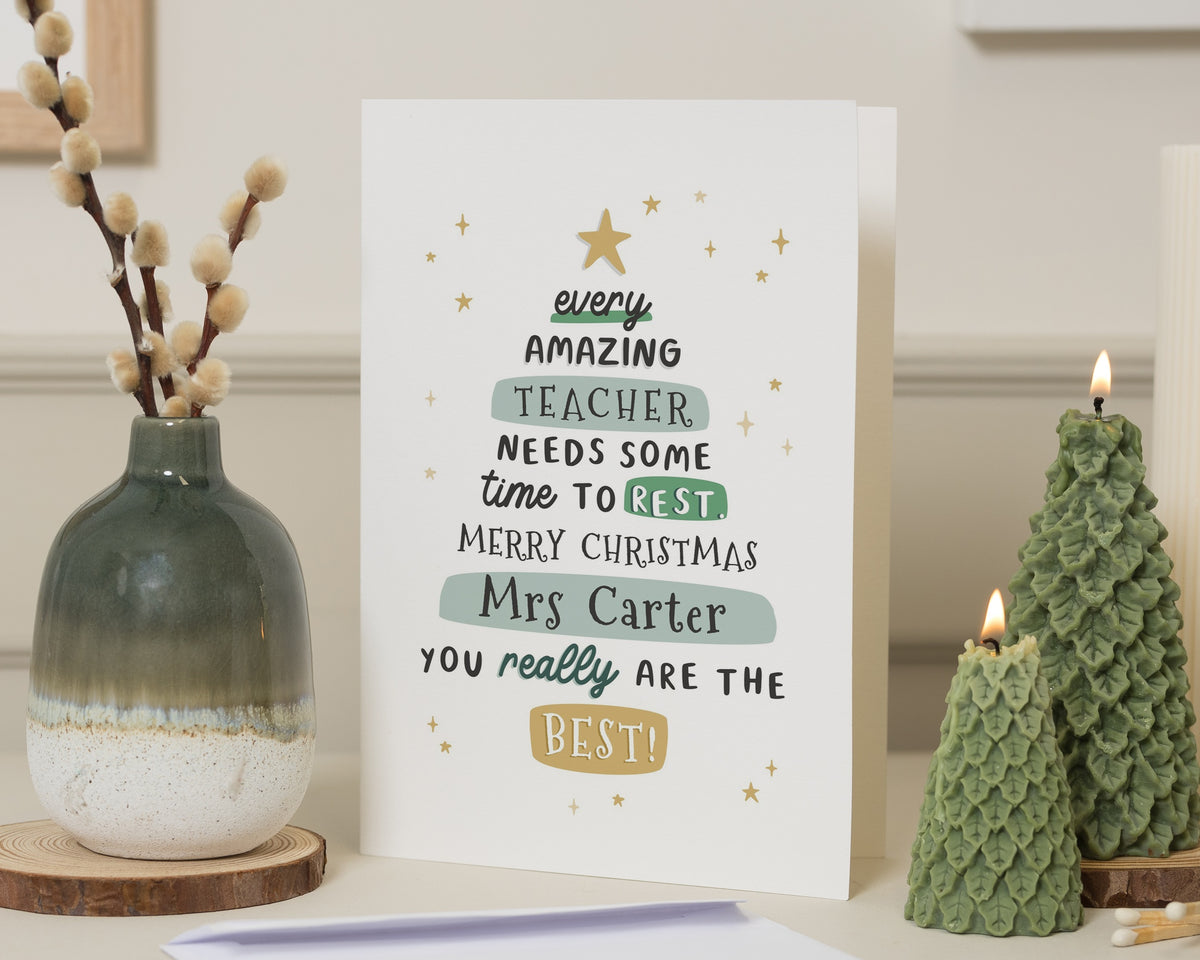 Christmas Card for Teacher, Teacher Christmas Card, Personalised Teacher Card, Teacher Thank You Card, Xmas Card for Teacher, School Card