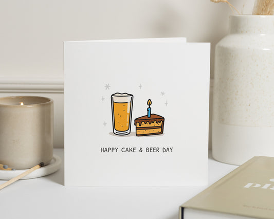 Birthday Card for Him, Funny Birthday Card, Beer Birthday Card, Cake Birthday Card, Birthday Card for Dad, Husband, Boyfriend, Friend