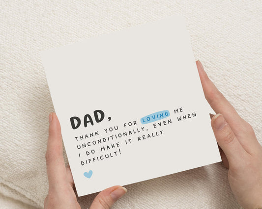 Birthday Card for Dad, Fathers Day Card, Card for Him, Thank You Dad Card, Funny Dad Card, Personalised Card for Dad