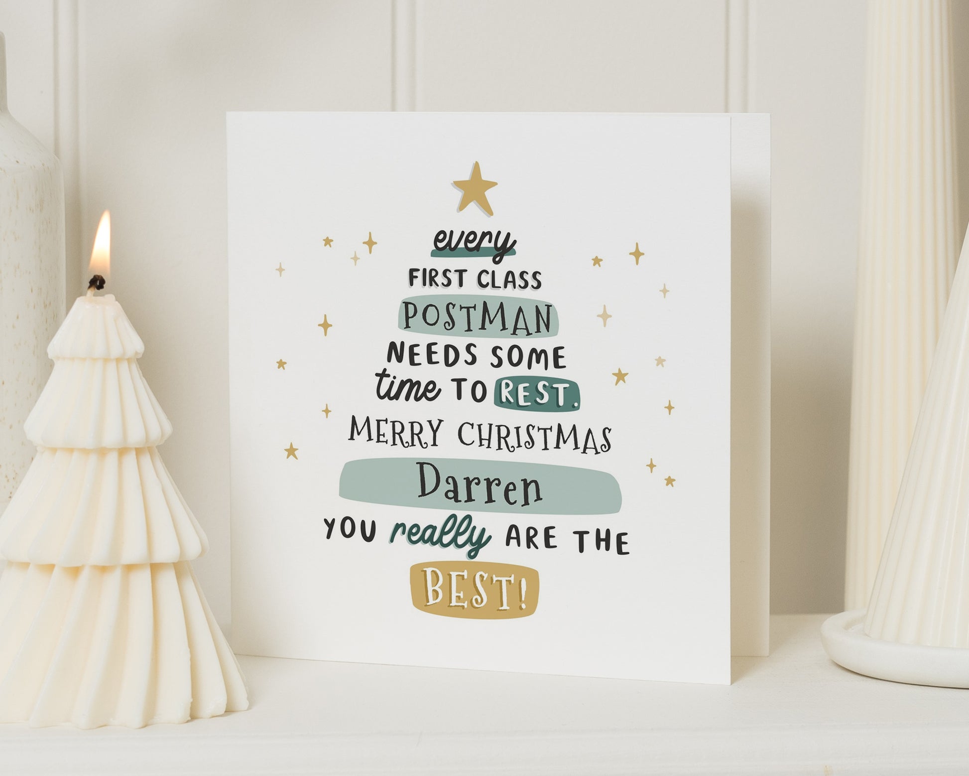 Christmas Card for Postman, Merry Christmas Card, Personalised Postman Card, Christmas Card for Him, Thank You Postman Card