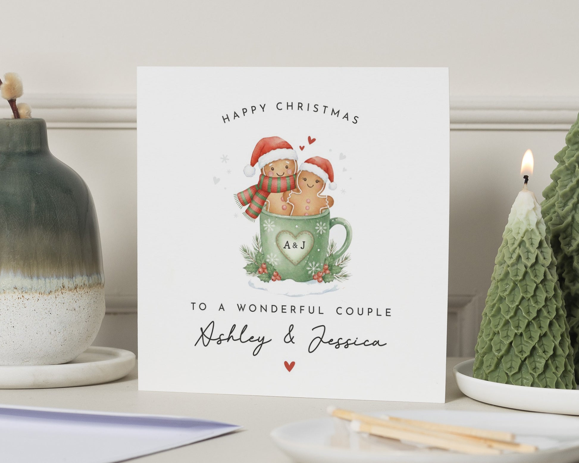Christmas Card for Couple, Personalised Christmas Card, Cute Christmas Card, Christmas Card for Friends, Gingerbread Couple Card