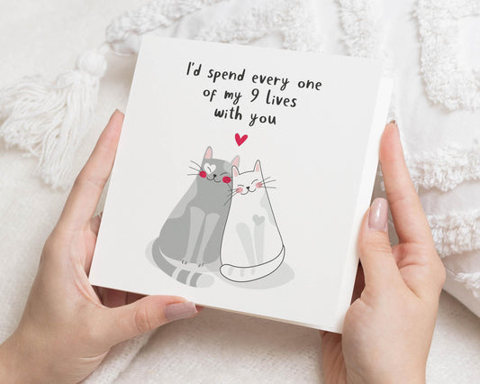 Cat Anniversary Card, Anniversary Card for Her, Cute Cat Card for Girlfriend, Romantic Card for Wife, Cat Couple Card, Cat Birthday Card