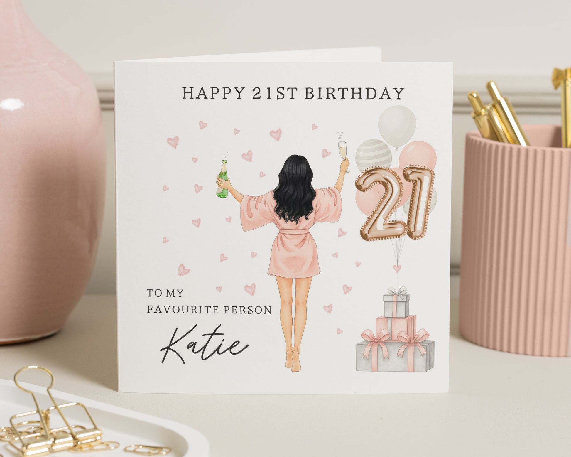 21st Birthday Card for Her, Personalised Birthday Card, Birthday Card for Daughter, Friend, Sister, 21st Birthday Gift Card