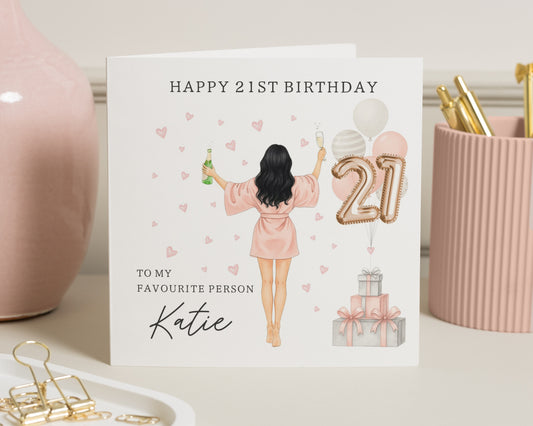 21st Birthday Card for Her, Personalised Birthday Card, Birthday Card for Daughter, Friend, Sister, 21st Birthday Gift Card
