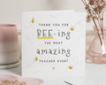 Thank You Teacher Card, Teacher Thank You Card, Bee Card, Cute Teacher Card, End Of Term Card, Teacher Appreciation Card, Bee Gift