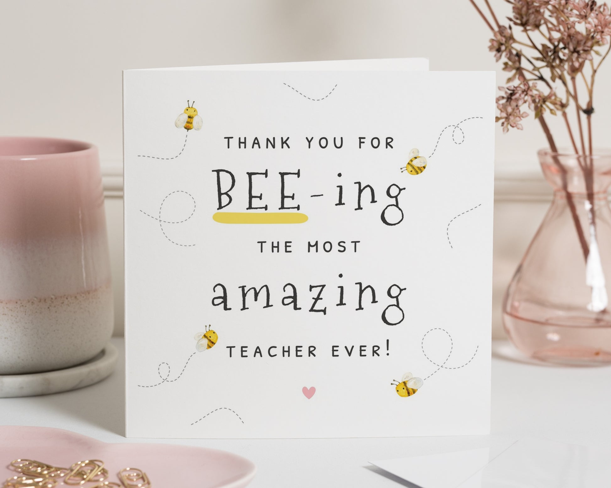 Thank You Teacher Card, Teacher Thank You Card, Bee Card, Cute Teacher Card, End Of Term Card, Teacher Appreciation Card, Bee Gift
