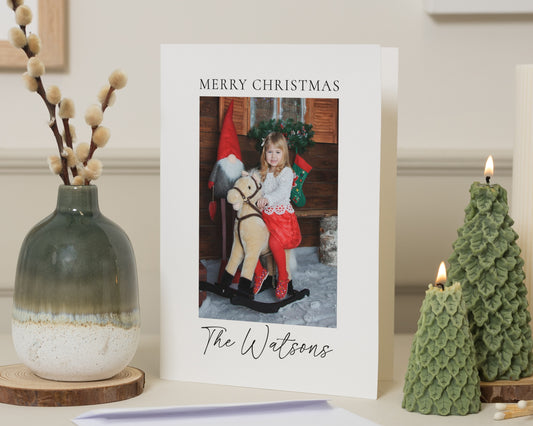 Personalised Photo Christmas Card, Family Christmas Card, Pack of Christmas Cards, Pack of 10, 20, 50 or 100, Custom Name Card