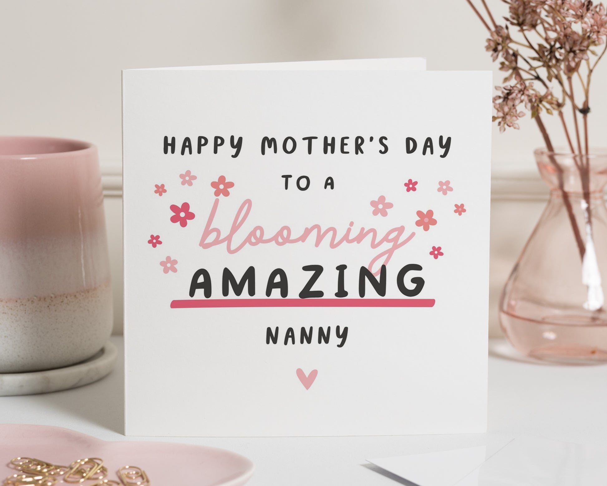 Mothers Day Card for Nanny, Happy Mothers Day Card, Card for Grandma, Card for Her, Cute Mothers Day Card, Floral Mothers Day Card