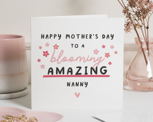 Mothers Day Card for Nanny, Happy Mothers Day Card, Card for Grandma, Card for Her, Cute Mothers Day Card, Floral Mothers Day Card