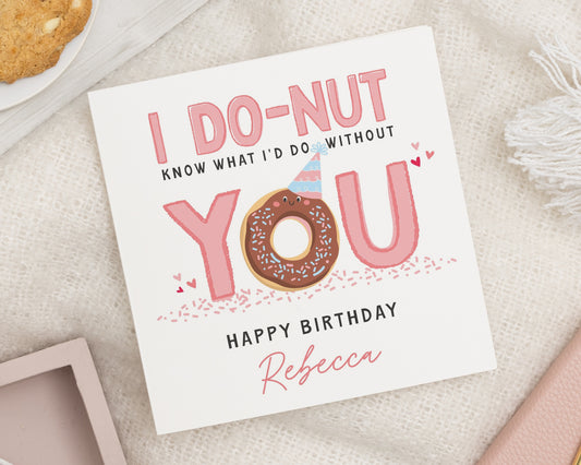 Birthday Card for Daughter, Funny Birthday Card for Her, Personalised Donut Birthday Card, Cute Birthday Card for Girl, Happy Birthday Card