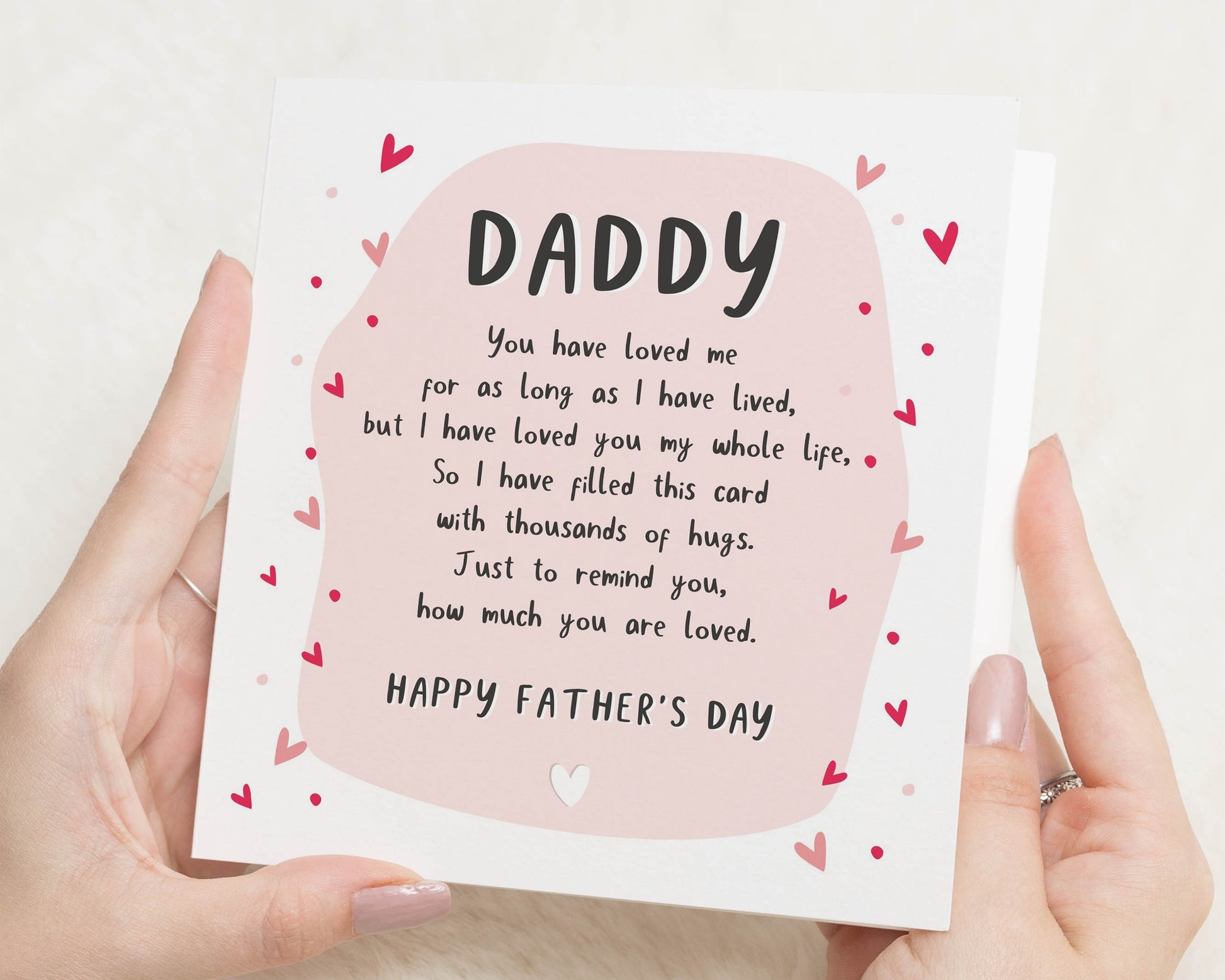 Fathers Day Card for Daddy, Fathers Day Card from Child, Hug Poem Card, Cute Fathers Day Card, Poem Card for Dad, Daddy Card