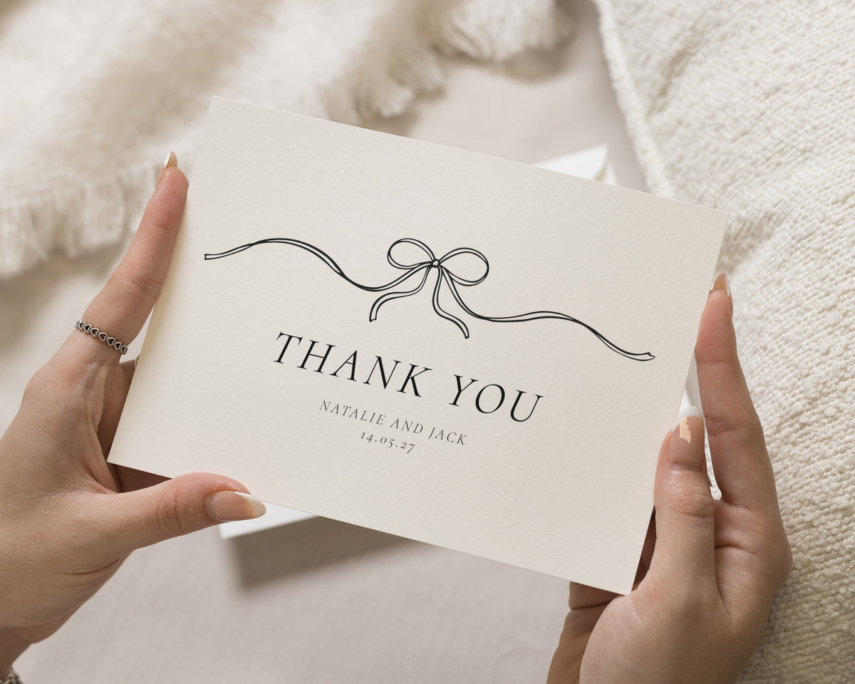 Personalised Wedding Thank You Cards, Wedding Thank You Cards, Personalised Thank You Cards, Simple Bow Wedding Thank You Cards for Wedding