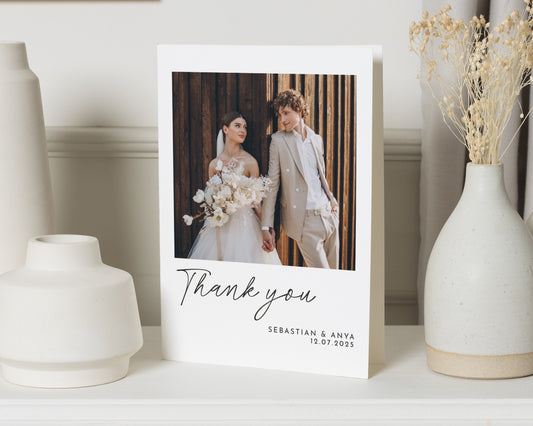 Personalised Wedding Thank You Card, Photo Wedding Thank You Card, Folded Wedding Thank You Card, Thank You Cards for Wedding