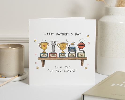 Father's Day Card for Dad, Funny Fathers Day Card, Dad Card From Daughter or Son, Daddy Card, Papa Card, Dad of All Trades Card, From Kids