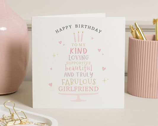 Birthday Card for Girlfriend, Fabulous Girlfriend Birthday Card, Birthday Card for Her, Cute Birthday Card, Personalised Card for Women