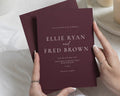 Burgundy Wedding Invitations, Elegant Typography Wedding Invites, Minimalist Formal Wedding Stationery, Personalised Invitation Suite