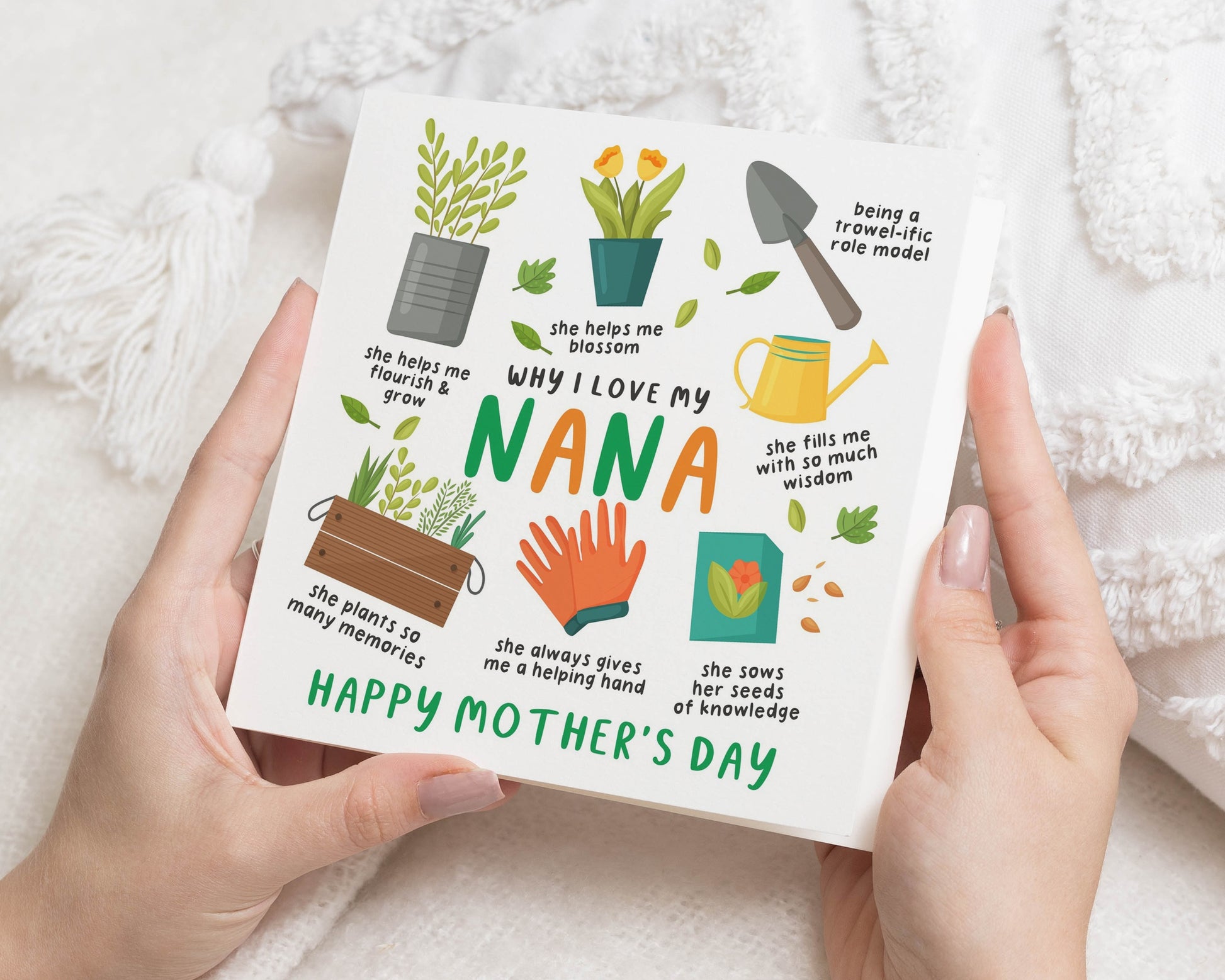 Mother's Day Card for Nana, Nana Mother's Day Card, Why I Love My Nana Card, Cute Mother's Day Card, Garden Theme, Card for Grandma