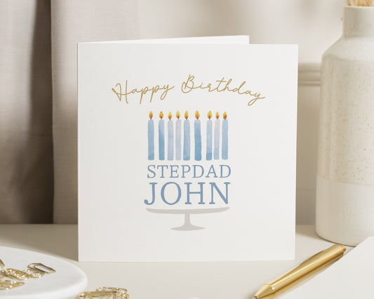 Personalised Birthday Card for Stepdad, Step Dad Birthday Card, Birthday Card for Dad, Custom Card for Him, Cake Birthday Card