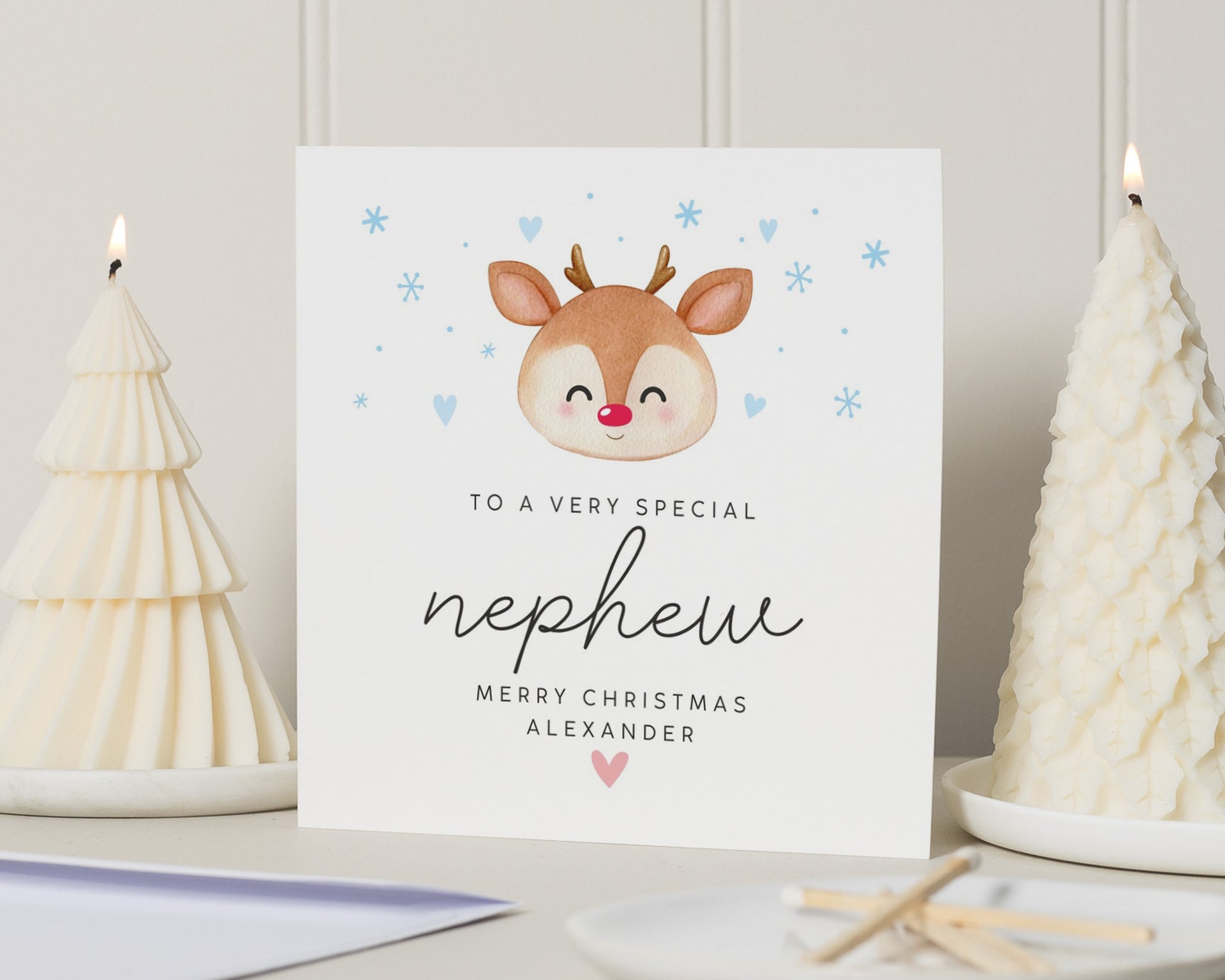 Christmas Card for Nephew, Personalised Nephew Christmas Card, Cute Reindeer Card, Special Nephew Christmas Card, Kids Christmas Card