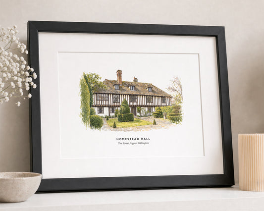Personalised House Portrait Print, Custom Home Illustration, Watercolour Venue Wall Art, New Home Gift, House Warming Gift