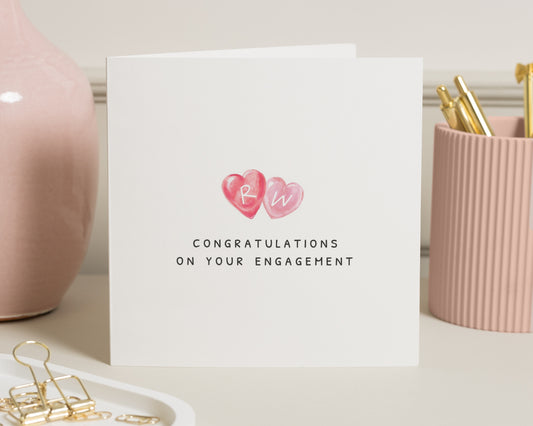 Engagement Card, Personalised Engagement Card, Engagement Card for Couple, Congratulations Card, Heart Engagement Card