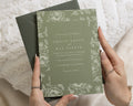 Sage Green Wedding Invitations, Botanical Floral Wedding Invites, Elegant Garden Stationery with Olive Envelopes, Personalised Invites