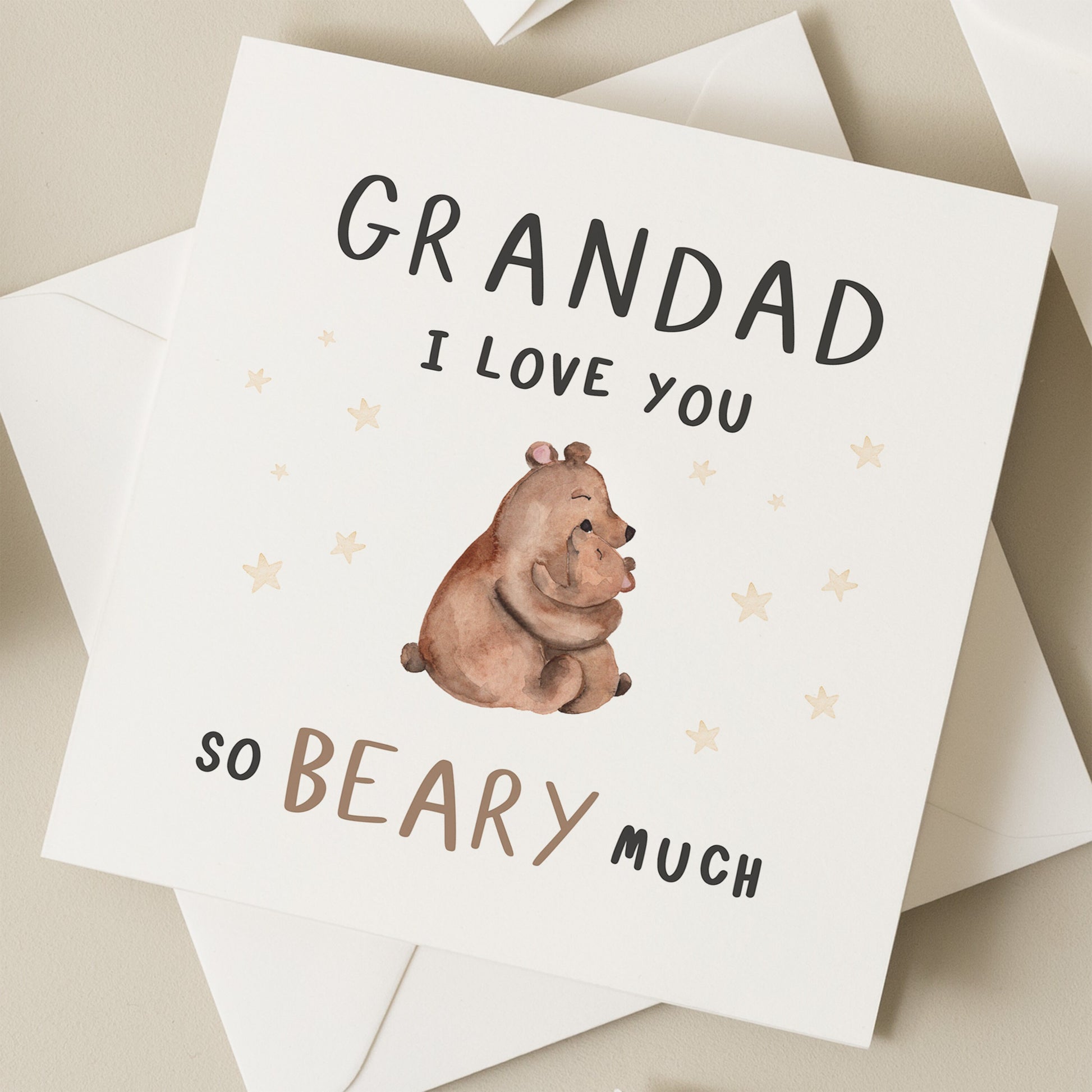 Cute Grandad Card, Grandad Father&#39;s Day Card, Fathers Day Gift For Grandad Bear, I Love You Beary Much, Happy Fathers Day Special Grandad