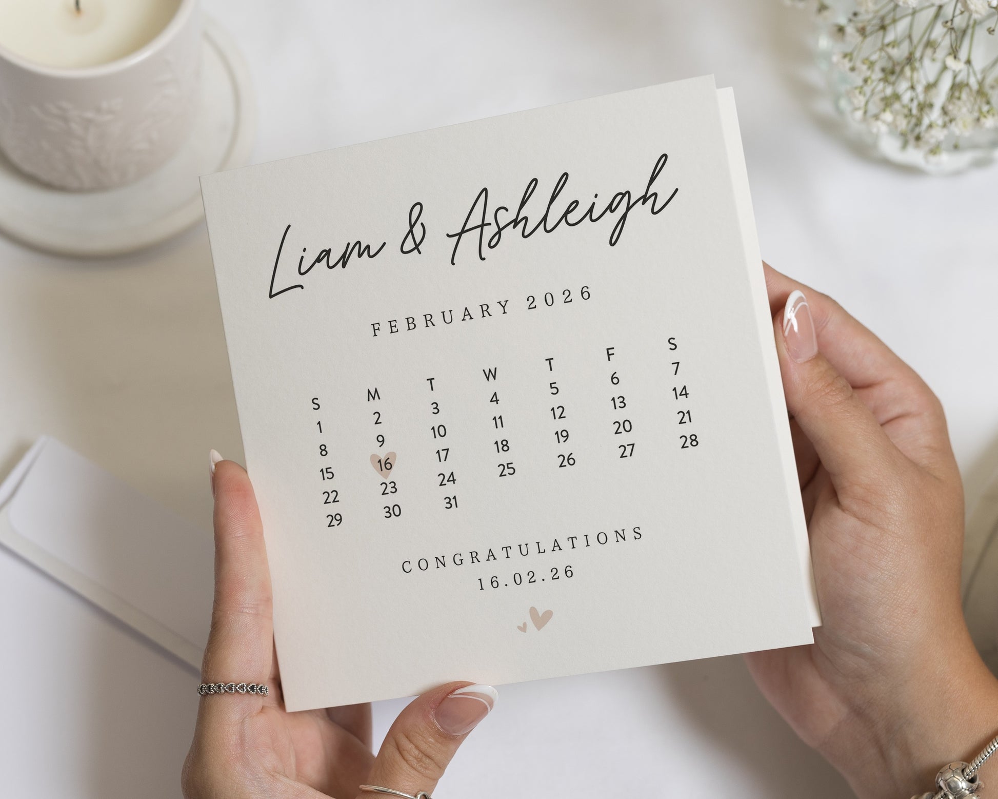 Personalised Engagement Card, Wedding Date Card, Engagement Card for Couple, Custom Congratulations Card, Save the Date Card