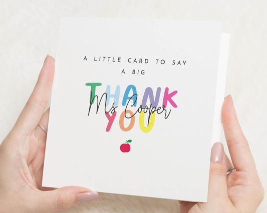 Thank You Card for Teacher, Personalised Teacher Thank You Card, End of Term Card, Thank You Card for Her, Custom Teacher Card