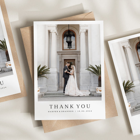 Simple Wedding Thank You Cards, Thank You Cards With Photo, Wedding Thank You, Thank You Wedding Card, Thank You Card, Simple Card &#39;Harper&#39;