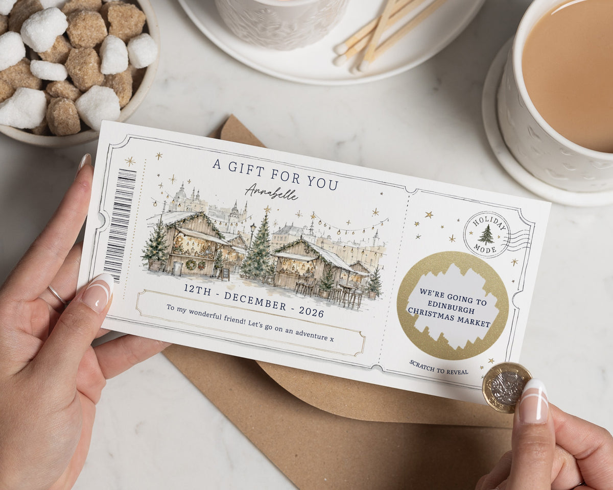 Christmas Gift Voucher, Holiday Reveal Scratch to Reveal, Weekend Away Gift, Personalised Travel Voucher, Trip Reveal Gift for Friend