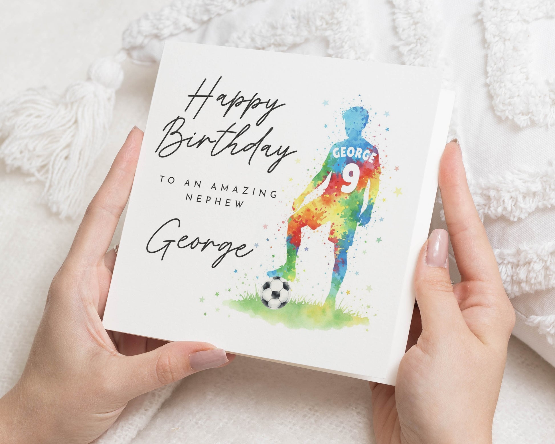 Birthday Card for Nephew, Personalised Football Birthday Card, Nephew Birthday Card, Boys Birthday Card, Custom Name Birthday Card