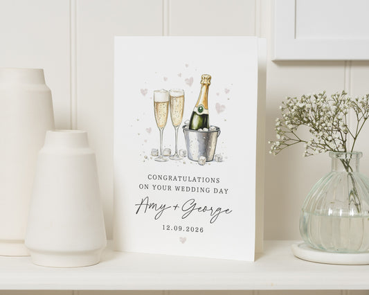 Personalised Wedding Card, Wedding Day Card, Congratulations Wedding Card, Champagne Wedding Card, Wedding Card for Couple