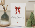Personalised Christmas Card, Christmas Card for Her, Merry Christmas Card, Custom Xmas Card, Red Bow Card for Friend
