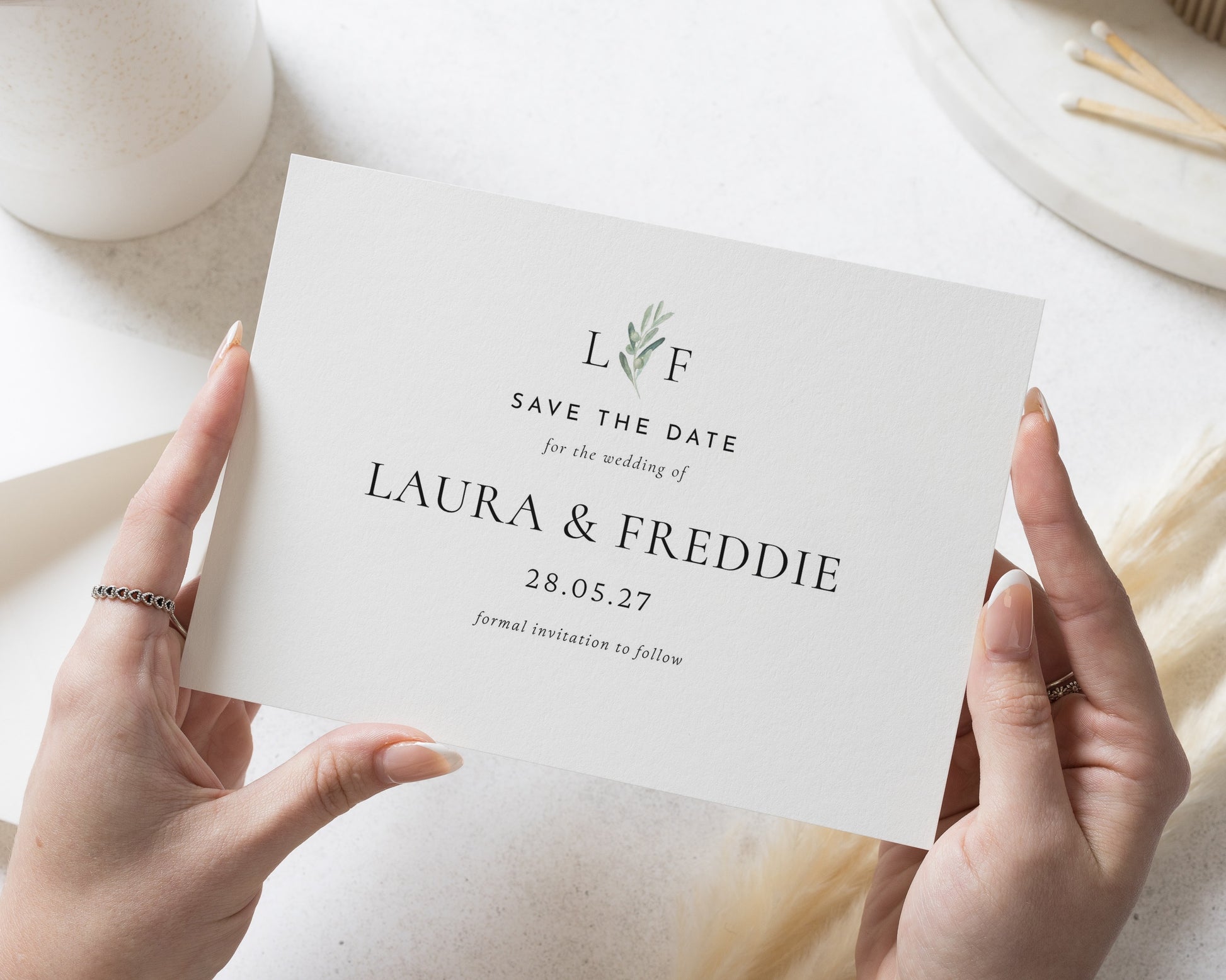 Personalised Save the Date Card, Wedding Save the Date Card, Minimal Save the Date, Custom Save the Date Card, Greenery Save the Date