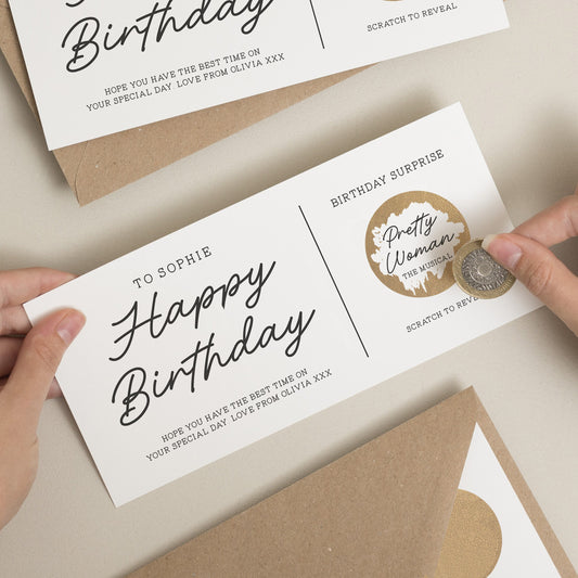 Happy Birthday Friend Scratch Reveal Card, Personalised Gift Voucher Card For Friend, Scratch To Reveal Surprise Gift Voucher, Birthday Gift