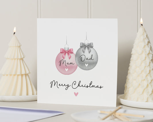 Christmas Card for Mum and Dad, Merry Christmas Card, Parents Christmas Card, Cute Christmas Card for Mum, Dad Christmas Card
