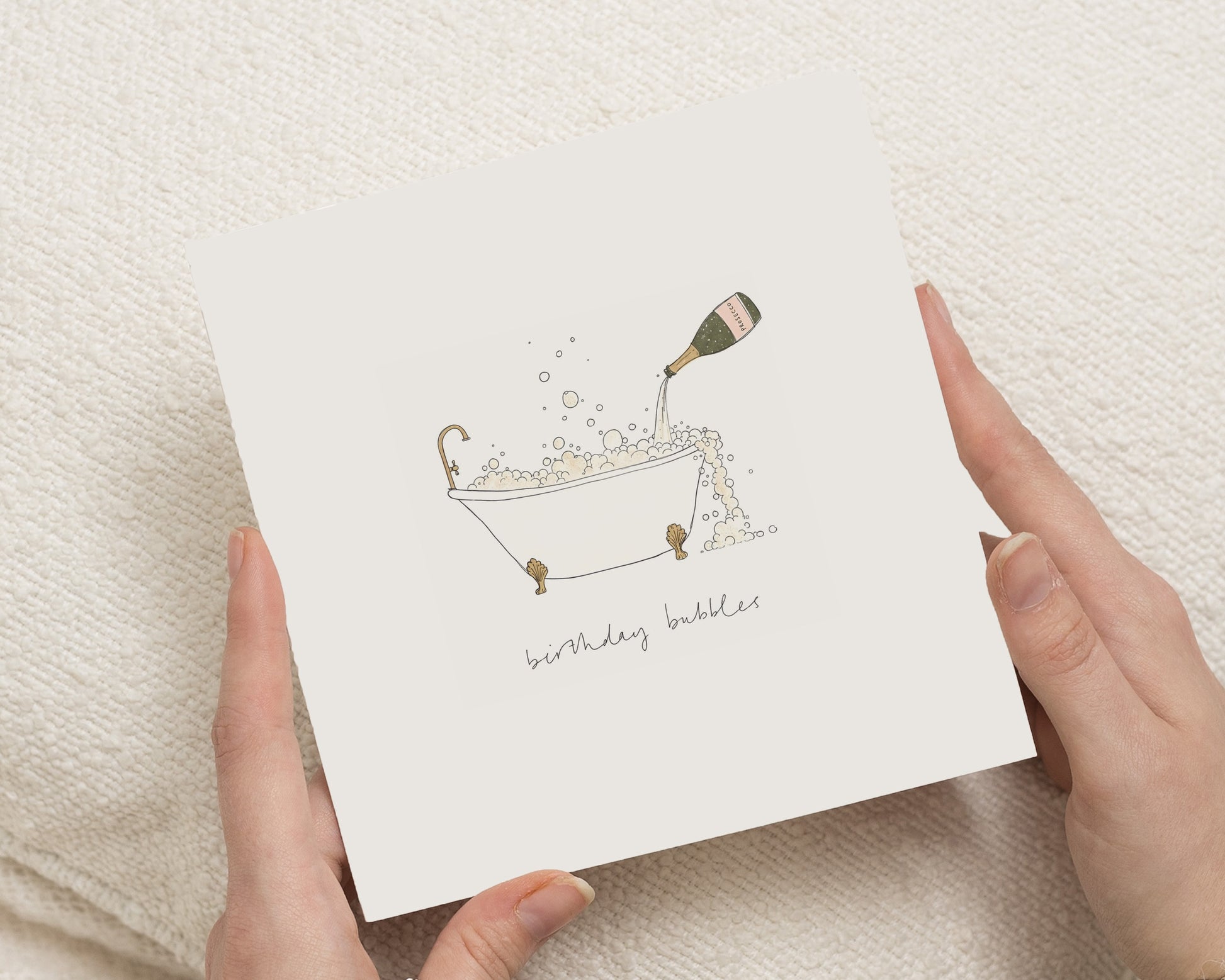Birthday Card for Her, Birthday Bubbles Card, Birthday Card for Friend, Sparkling Wine Birthday Card, Relaxing Bath Birthday Card