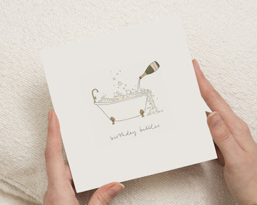 Birthday Card for Her, Birthday Bubbles Card, Birthday Card for Friend, Sparkling Wine Birthday Card, Relaxing Bath Birthday Card