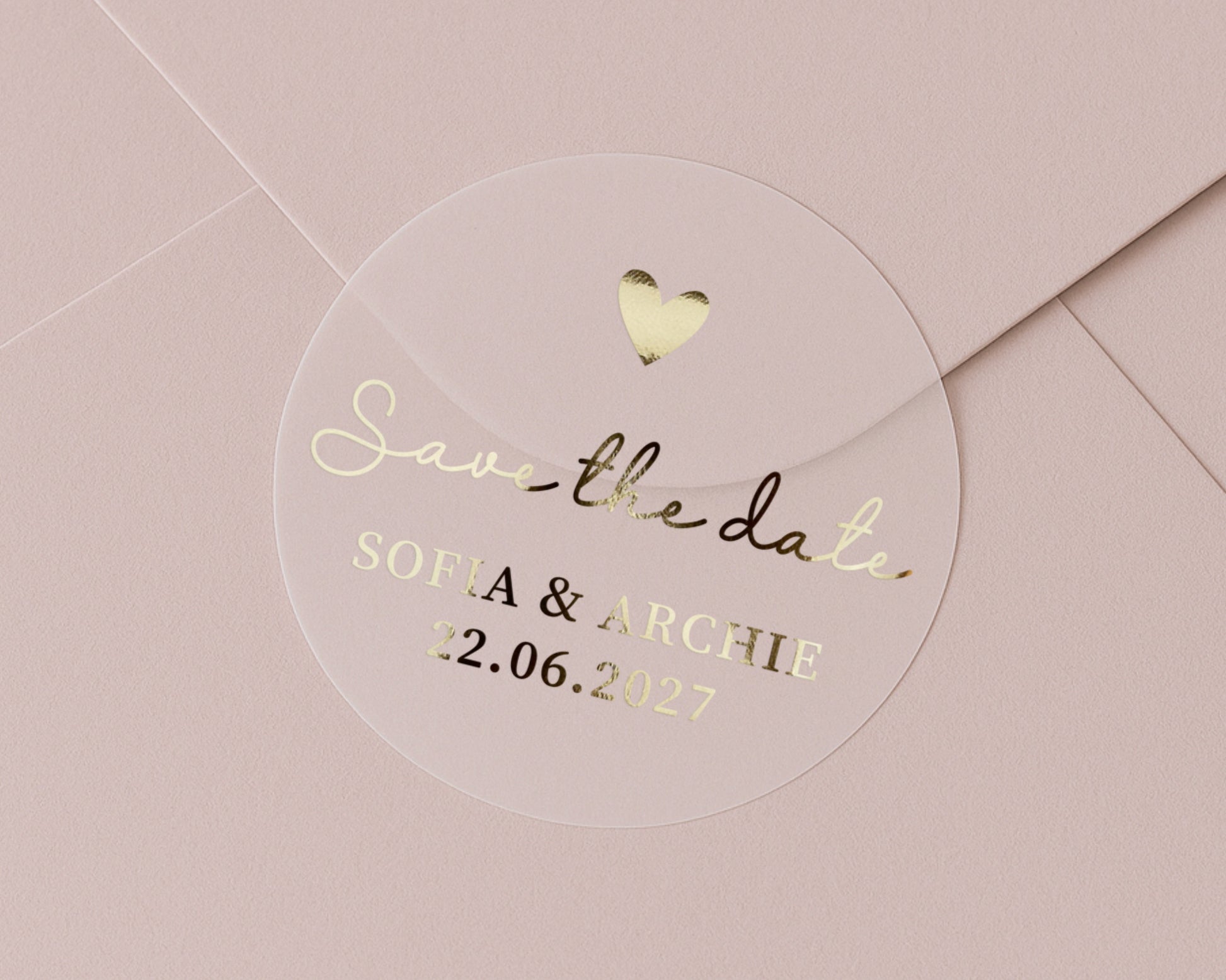 Save The Date Sticker, Gold Foil Wedding Sticker, Personalised Wedding Label, Engagement Sticker, Envelope Seal