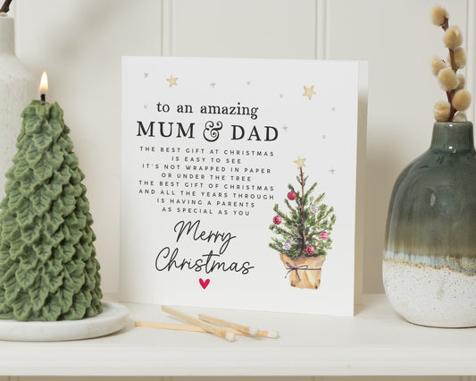 Christmas Card for Mum and Dad, Parents Christmas Card, Merry Christmas Card, Personalised Christmas Card for Mum Dad, Family Christmas Card