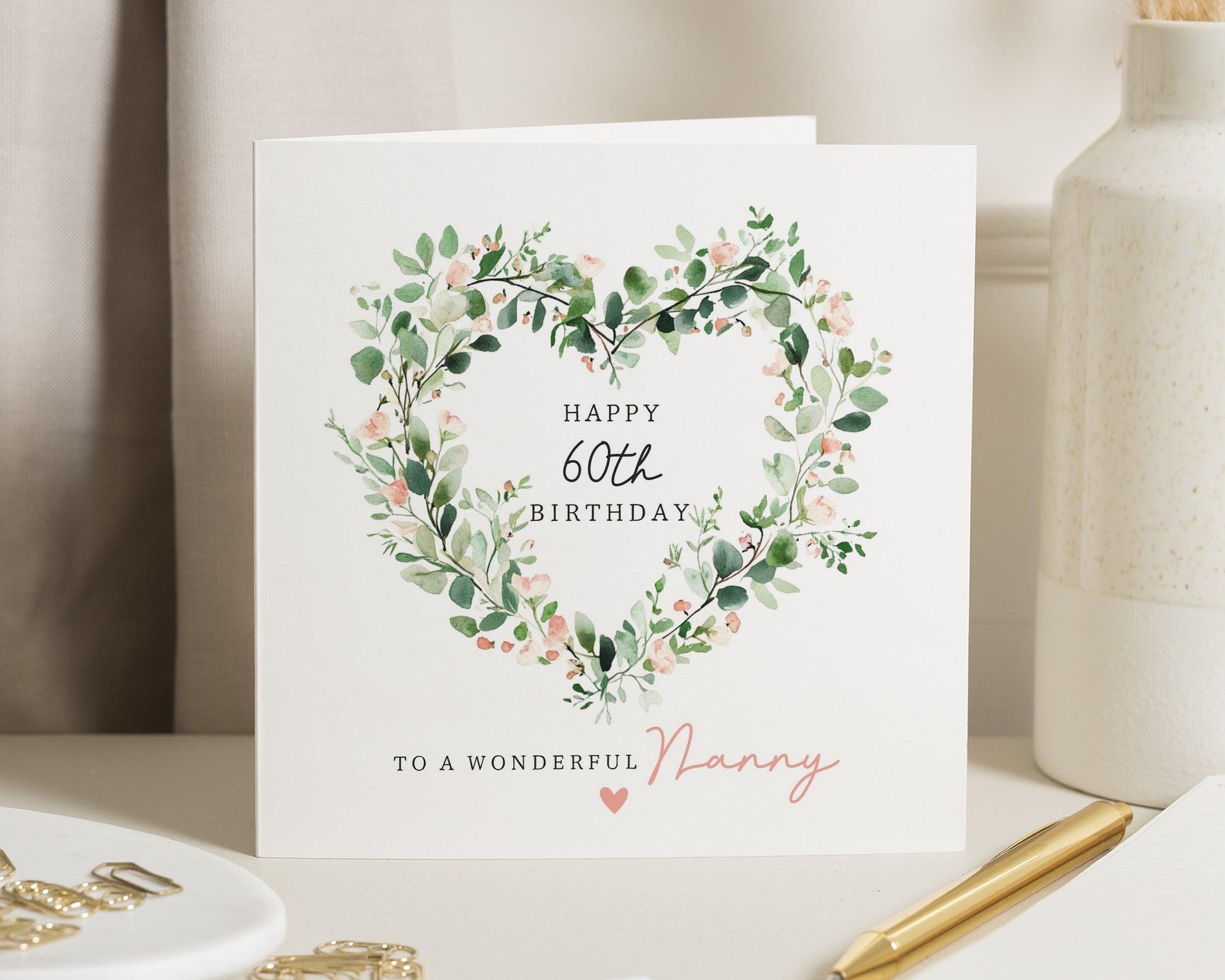 60th Birthday Card for Nanny, Birthday Card for Grandma, Floral Birthday Card, Birthday Card for Her, Personalised Birthday Card