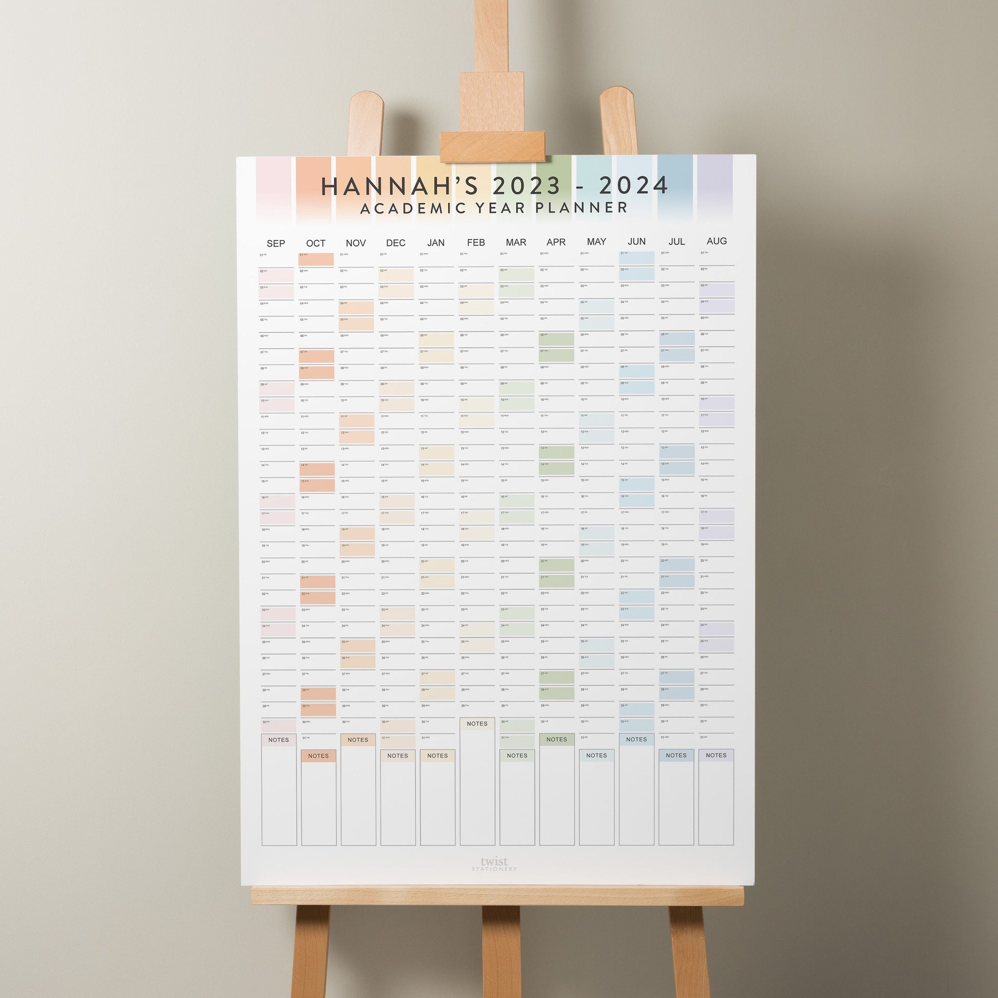 Academic Wall Planner For Teacher, Student Planner, Personalised Planner For School, Study Planner, Academic Planner For Students 2023/24