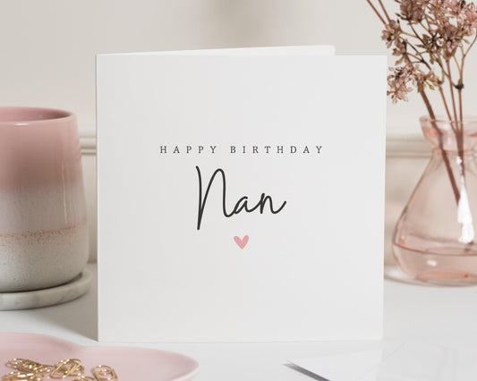 Birthday Card for Nan, Happy Birthday Nan Card, Birthday Card for Her, Personalised Birthday Card, Simple Birthday Card