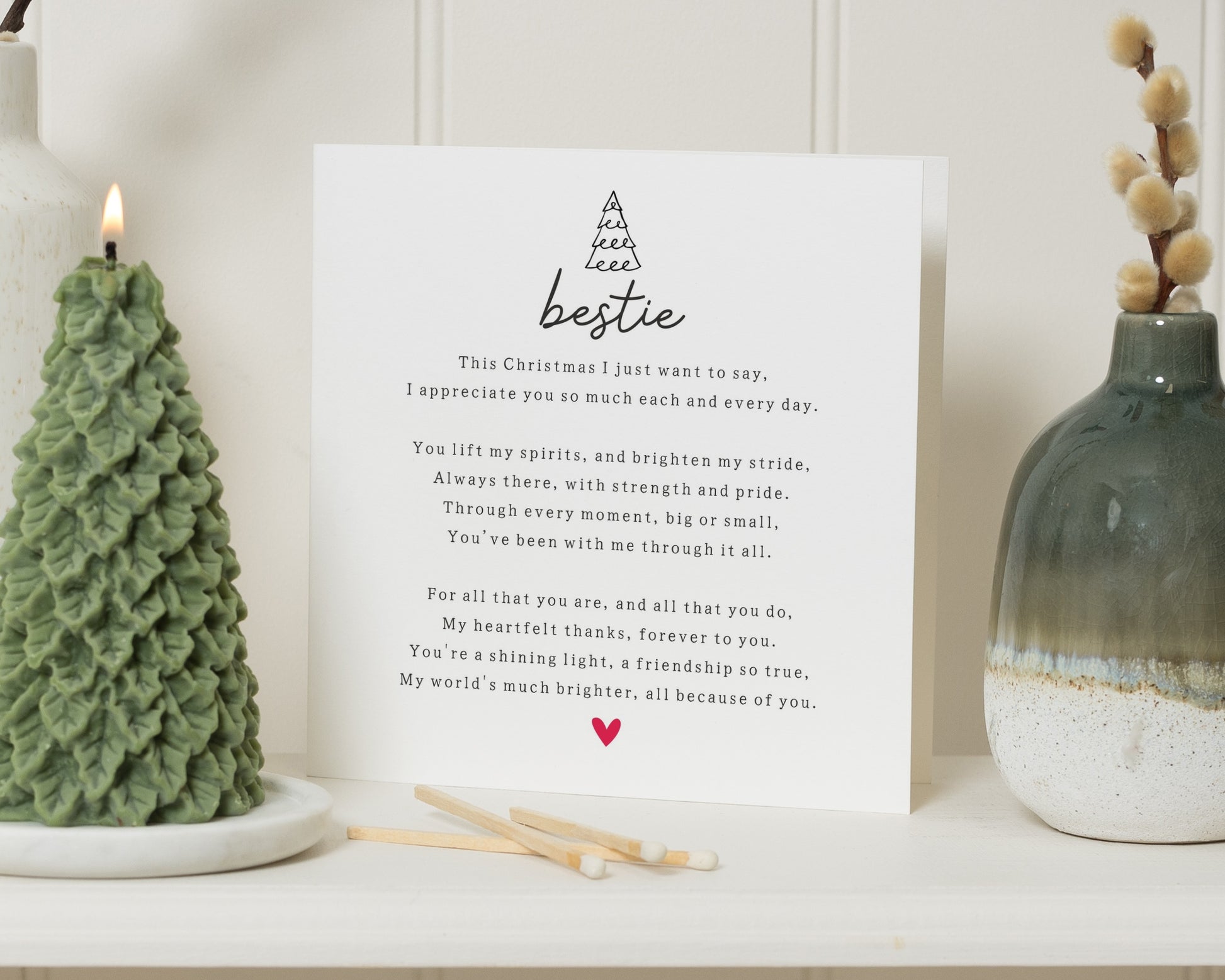 Christmas Card for Best Friend, Bestie Christmas Card, Christmas Card for Her, Friendship Christmas Card, Cute Christmas Card