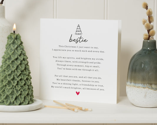 Christmas Card for Best Friend, Bestie Christmas Card, Christmas Card for Her, Friendship Christmas Card, Cute Christmas Card