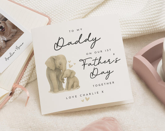 Fathers Day Card from Baby, 1st Fathers Day Card, Daddy Fathers Day Card, Personalised Elephant Card, Fathers Day Card for Him