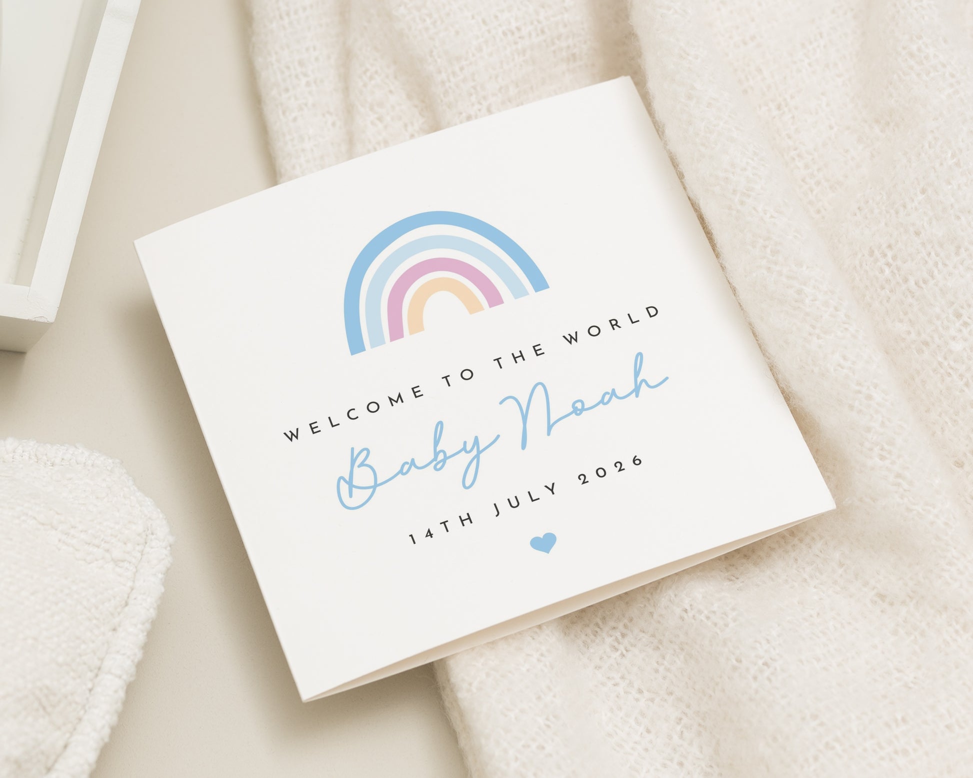New Baby Card, Personalised Baby Card, Welcome To The World Card, Baby Boy Card, Rainbow Baby Card, Custom Name New Baby Card