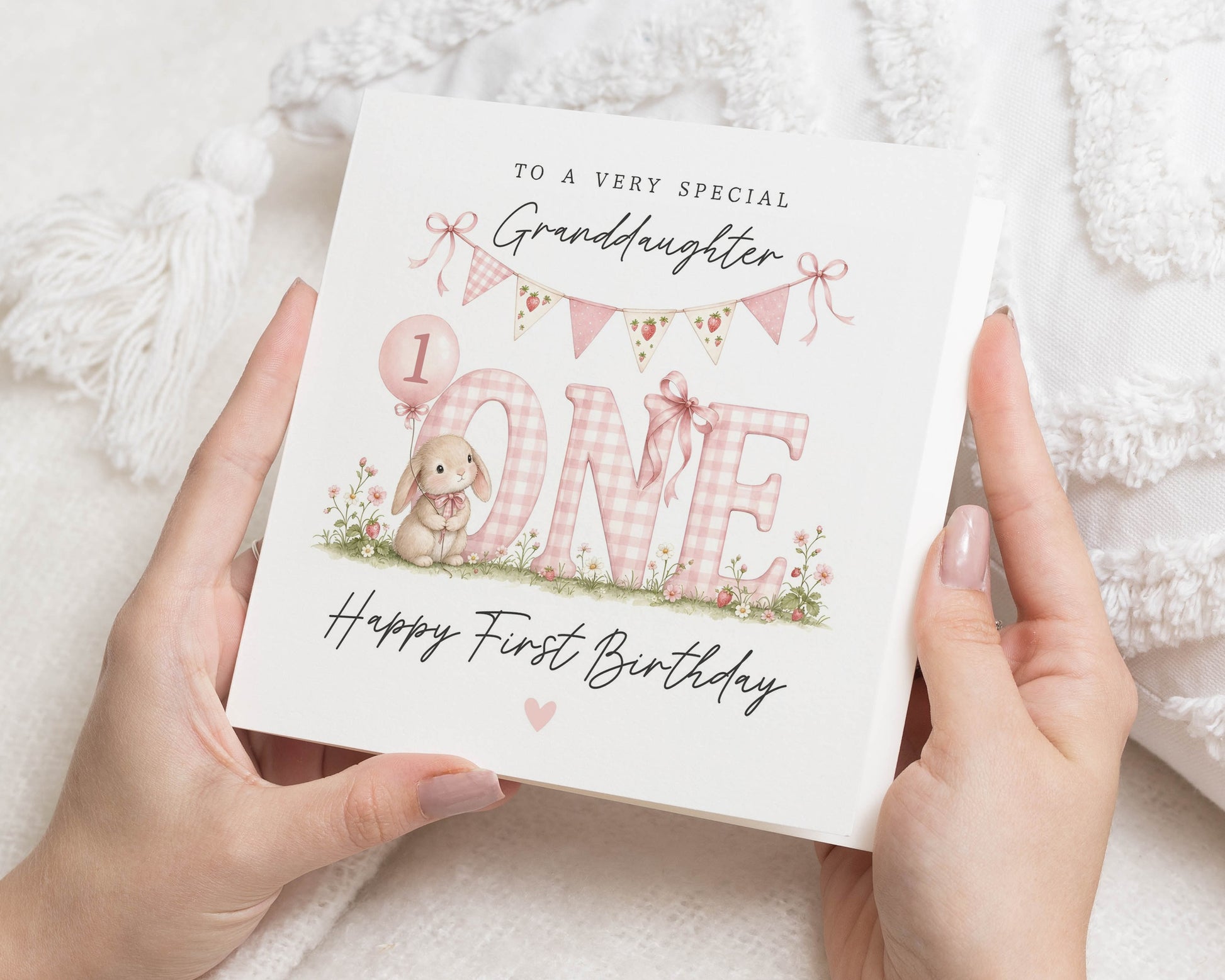 1st Birthday Card for Granddaughter, First Birthday Card for Girl, Granddaughter Birthday Card, Bunny Birthday Card, Cute Birthday Card
