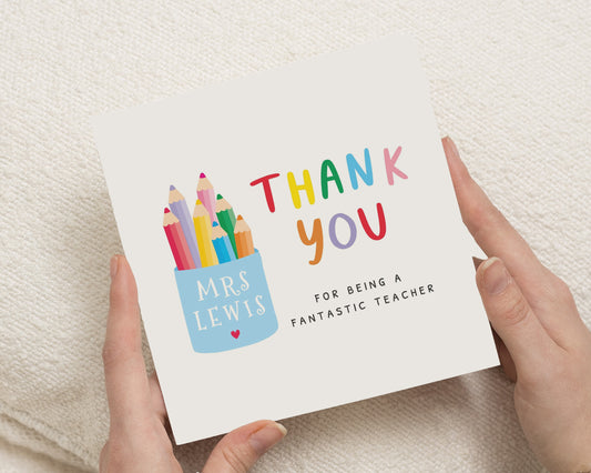 Thank You Teacher Card, Personalised Teacher Thank You Card, Thank You Card for Teacher, End of Term Card, Teacher Appreciation Card